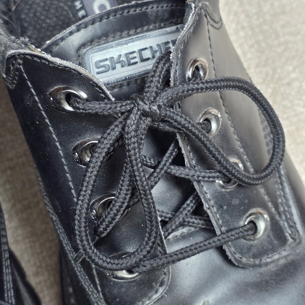 VTG Skechers Jammers Mens 10.5 Black Leather Chunky Lug Sole Oxford Shoes 60101 - Picture 7 of 8